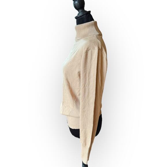 Telluride Women's Tan Knit Turtleneck Sweater with Side Ribbing Size Large - NWT - Picture 3 of 15